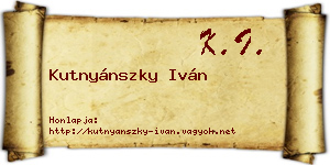 Kutnyánszky Iván névjegykártya